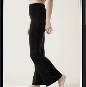 Athleta Elation Black Velvet Flare Pants Size M